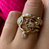 Ensemble de bagues vintage en or avec zircone irrégulière