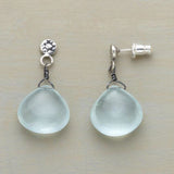 Boucles d'oreilles vintage en argent et pierre de lune bleue