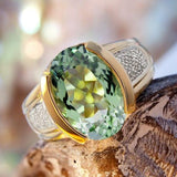 Bague vintage en cristal olive