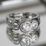 Bague vintage triple verre argent