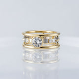 Bague vintage en or et argent incrustée de zircone