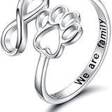 Bague artisanale en forme de patte et de cœur – Ajustable, en argent sterling 925