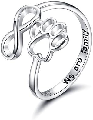 Bague artisanale en forme de patte et de cœur – Ajustable, en argent sterling 925