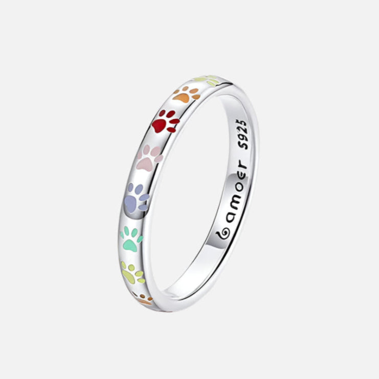Bague en argent sterling avec motif patte