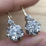 Boucles d'oreilles vintage en zircone et platine