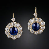 Boucles d'oreilles rondes vintage bleu cristallin