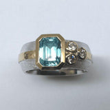 Bague vintage en verre bleu
