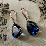 Boucles d'oreilles vintage en verre bleu