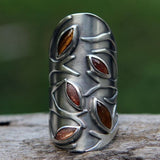 Bague vintage en cristal incrusté de lierre