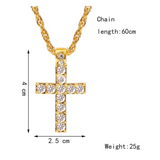 Collier pendentif croix rétro en or et argent