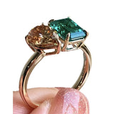 Bague vintage carrée à double pierre principale en zircon