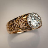 Bague vintage ancienne en diamant sculpté
