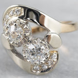 Bague vintage irrégulière ondulée en zircone