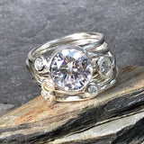 Bague vintage en argent avec zircone serti