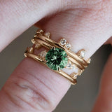 Ensemble de bagues vintage en cristal incrusté de vert et or