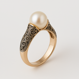 Bague vintage en or et perles