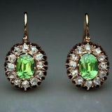 Boucles d'oreilles rondes vintage en zircone blanche et verte