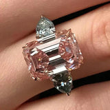 Bague vintage en argent et verre rose