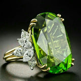 Bague vintage en verre et zircone verte