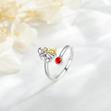 Bague en argent sterling avec chien et fille – ajustable et symbolique