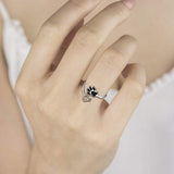 Bague artisanale en forme de patte et de cœur – Ajustable, en argent sterling 925