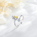 Bague chien en argent sterling 925 avec zircone – ajustable et faite à la main