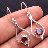 Boucles d'oreilles vintage en argent avec pendentifs en cristal rouge