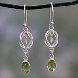Boucles d'oreilles pendantes vintage vert olive
