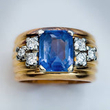 Bague vintage à plusieurs rangées de cristaux bleus
