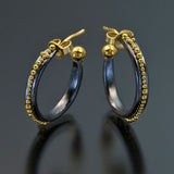 Boucles d'oreilles créoles vintage bleu et or