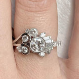 Bague vintage en argent cristallin ondulé