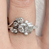 Bague vintage avec zircone blanche taille ronde