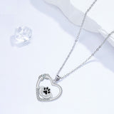 Collier avec empreinte de patte de chien et zircone