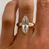 Bague vintage ovale en cristal et or