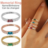 Bague commémorative personnalisée avec pierre de naissance