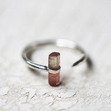 Bague ouverte vintage en verre orange