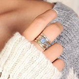 Bague de méditation en pierre de lune massive