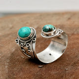Bague double ajustable avec turquoise