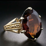 Bague vintage ovale en cristal orange