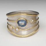 Bague fine vintage en argent plaqué or