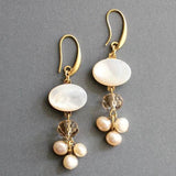 Boucles d'oreilles vintage en pierre blanche et perles