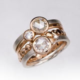 Bague vintage en argent et zircone rose à plusieurs rangées