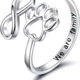 Bague artisanale en forme de patte et de cœur – Ajustable, en argent sterling 925