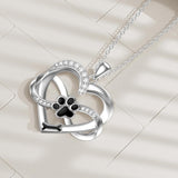 Collier cœur et patte Infinity en argent sterling 925 avec zircone