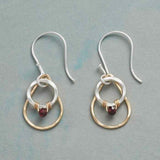 Boucles d'oreilles vintage en cristal rouge, or et argent