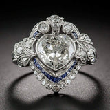 Bague vintage en verre en forme de cœur