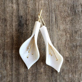 Boucles d'oreilles vintage en or blanc et lotus