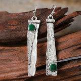 Boucles d'oreilles vintage rectangulaires en argent vert