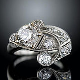 Bague vintage en argent avec zircone irrégulière