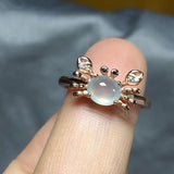 Bague vintage crabe en cristal bleu